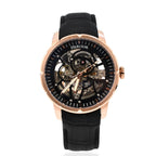 Ryder Collection Heritor Automatic Movt. 5 ATM Water Resistant Watch with Black Genuine Leather Strap