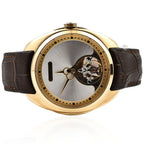 HERITOR Automatic Semi-Skeleton Movement 5ATM Water Resistance Gold Dial Mens Watch with Brown Leather Strap