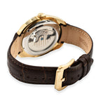HERITOR Automatic Semi-Skeleton Movement 5ATM Water Resistance Gold Dial Mens Watch with Brown Leather Strap