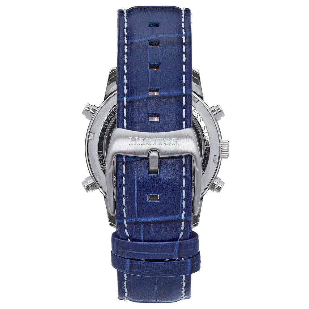 HERITOR Wilhelm Automatic 10ATM WR White Dial Mens Watch with Blue Leather Strap