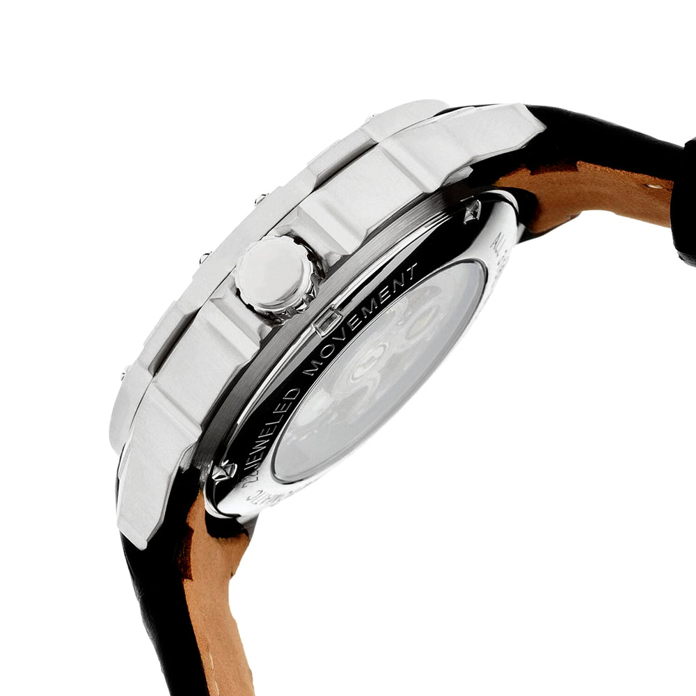 Heritor Conrad Automatic Movement with Genuine Leather Strap - Silver