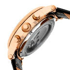 Heritor Winston Automatic Movt. 5ATM Water Resistance White - Rose Dial Mens Watch with Black Leather Strap