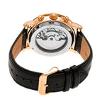 Heritor Winston Automatic Movt. 5ATM Water Resistance White - Rose Dial Mens Watch with Black Leather Strap