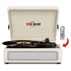 Retro Musique Bluetooth Suitcase Style Record Player With FM Radio LED Display Panel, Built-in Speakers - USB-TF Card Reader includes 1 x 4GB USB - Cream