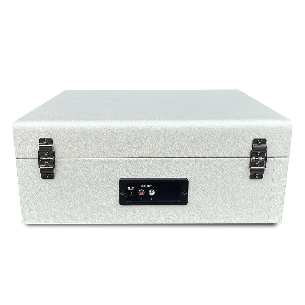 Retro Musique Bluetooth Suitcase Style Record Player With FM Radio LED Display Panel, Built-in Speakers - USB-TF Card Reader includes 1 x 4GB USB - Cream