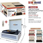 Retro Musique Bluetooth Suitcase Style Record Player With FM Radio LED Display Panel, Built-in Speakers - USB-TF Card Reader includes 1 x 4GB USB - Cream