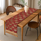 High Quality Turkish Fine Detail Damask Tasptry Table Runner (Size 175x49 cm) - Red