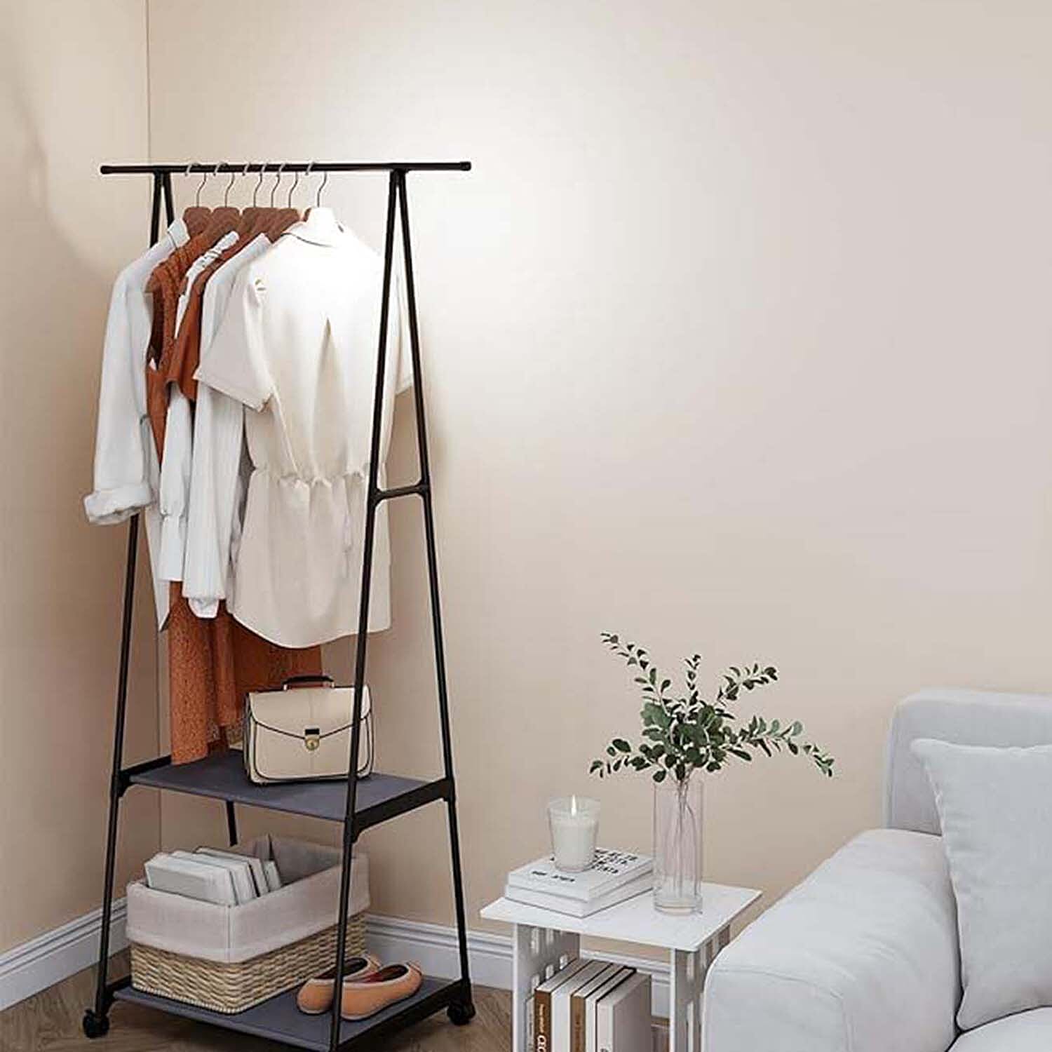 Height Adjustable Clothes Rack - Black