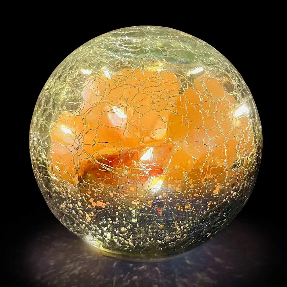 Himalayan Crackle Ball Salt Lamp - Silver