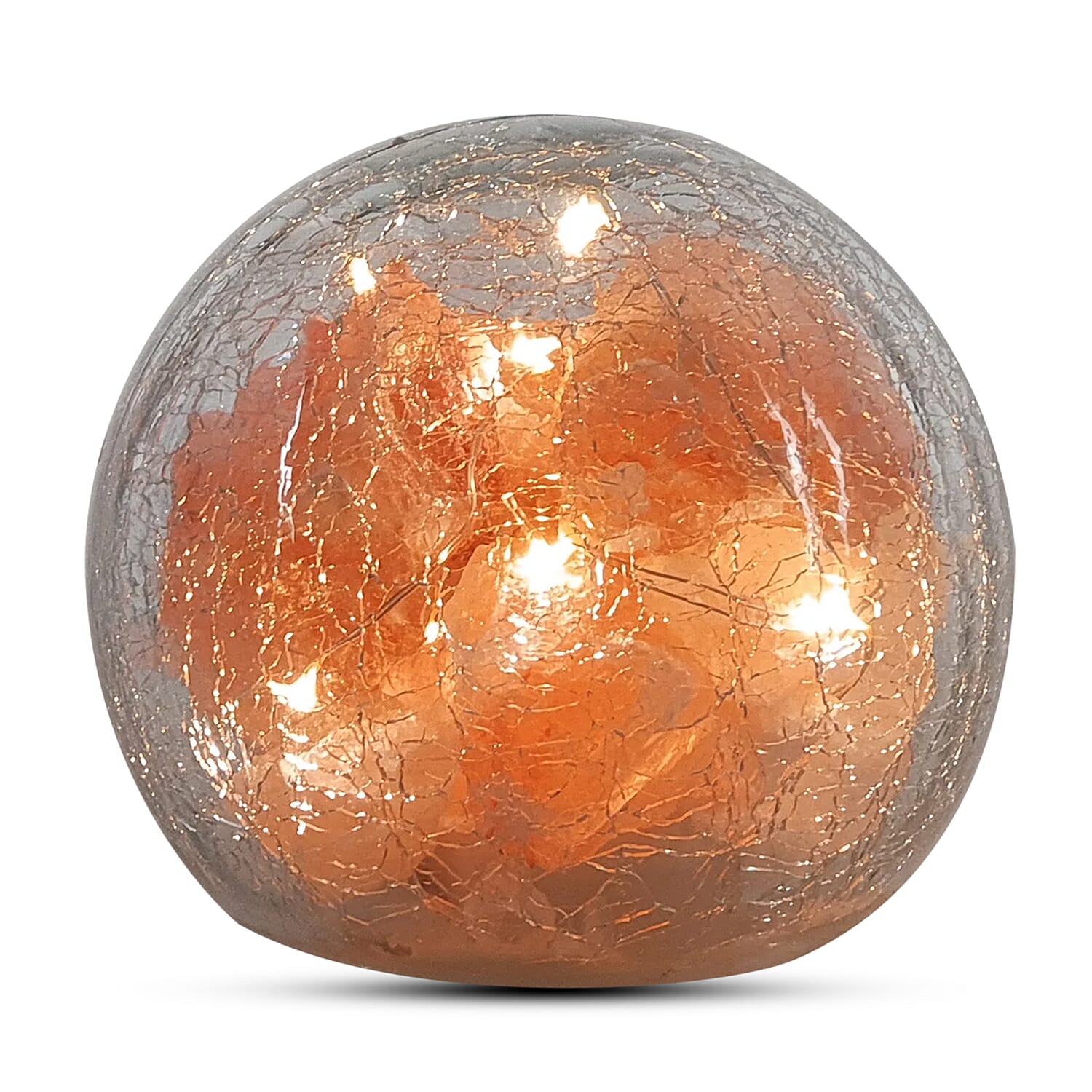 Himalayan Crackle Ball Salt Lamp (Size Small) - Orange