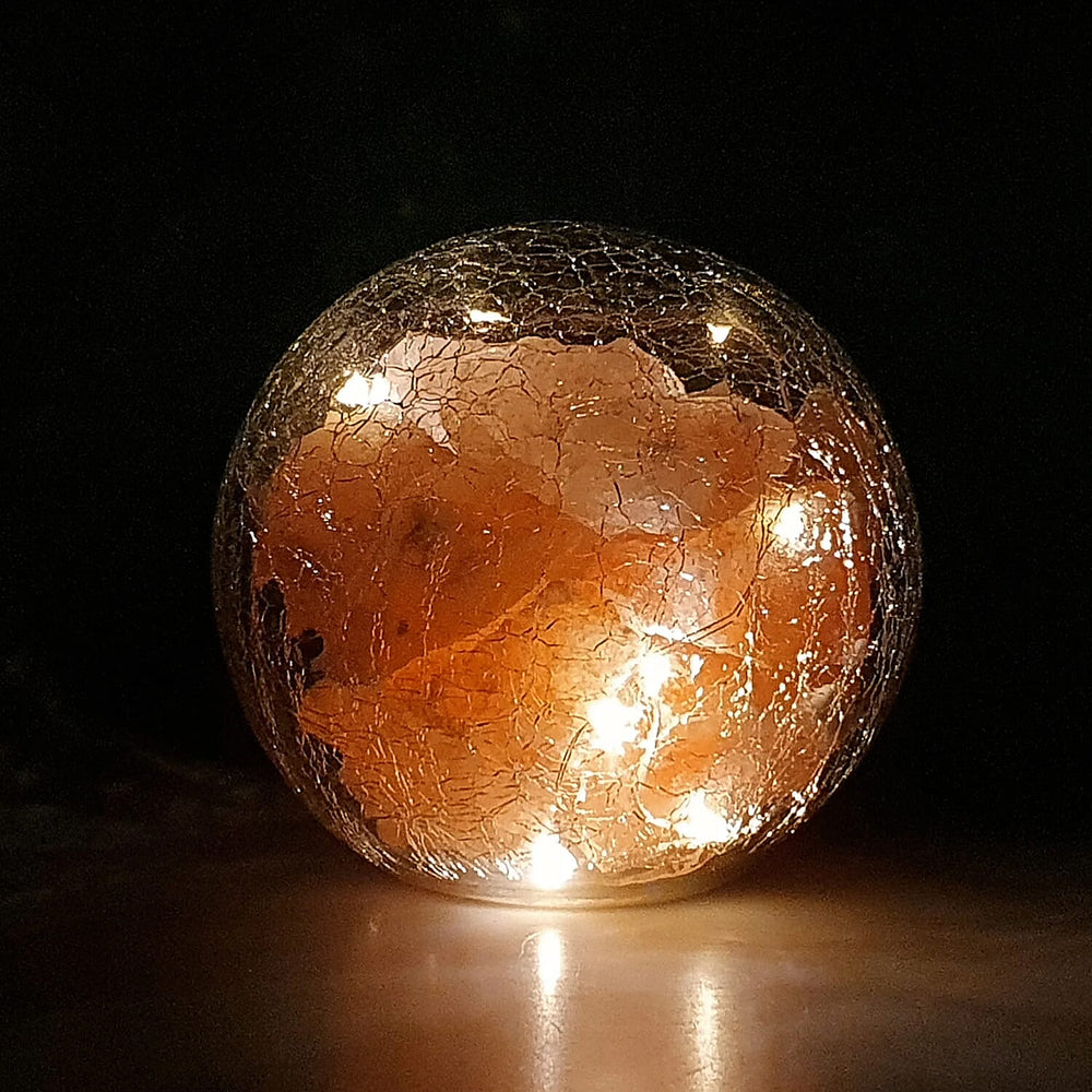Himalayan Crackle Ball Salt Lamp (Size Small) - Orange