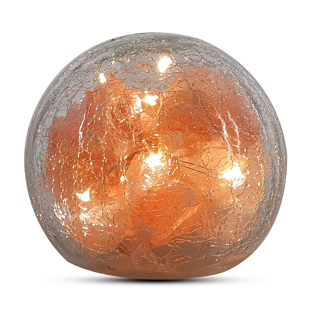 Himalayan Crackle Ball Salt Lamp (Size Medium) - Orange
