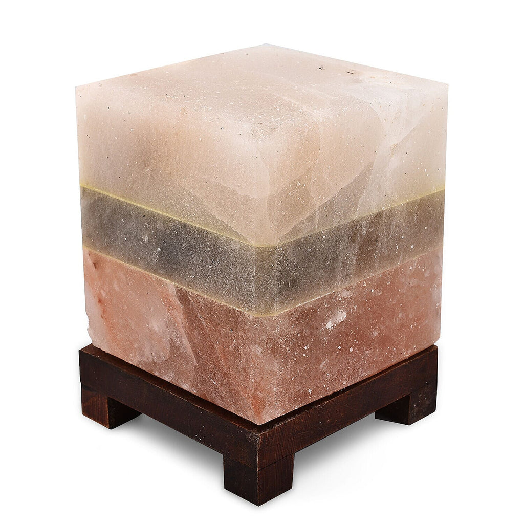 Himalayan Dual Illumination Salt Lamp with Square Shape including Cord - Bulb (Size 17x12x12 cm)