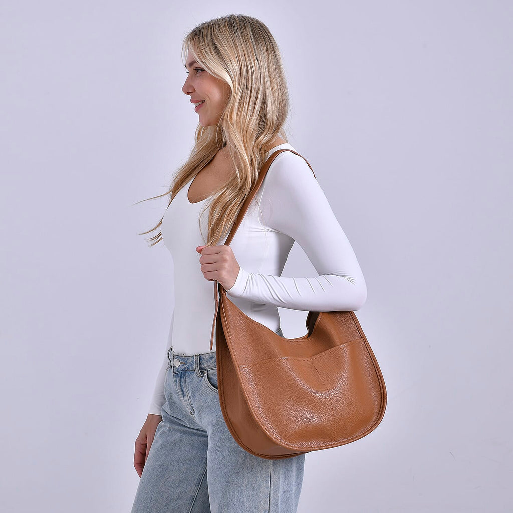 Hobo Crossbody with Detachable Small Cosmetic Bag - Tan