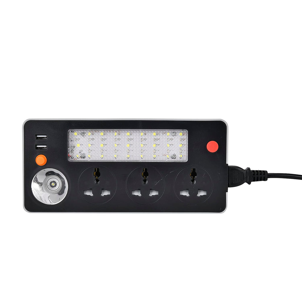 Multifunctional Power Strip with 3x 3 Pin Plug Sockets, 2x Usb Sockets, 3x Light Modes, Acts as a Power Bank with Rechargable Batteries, 1.5M Lead