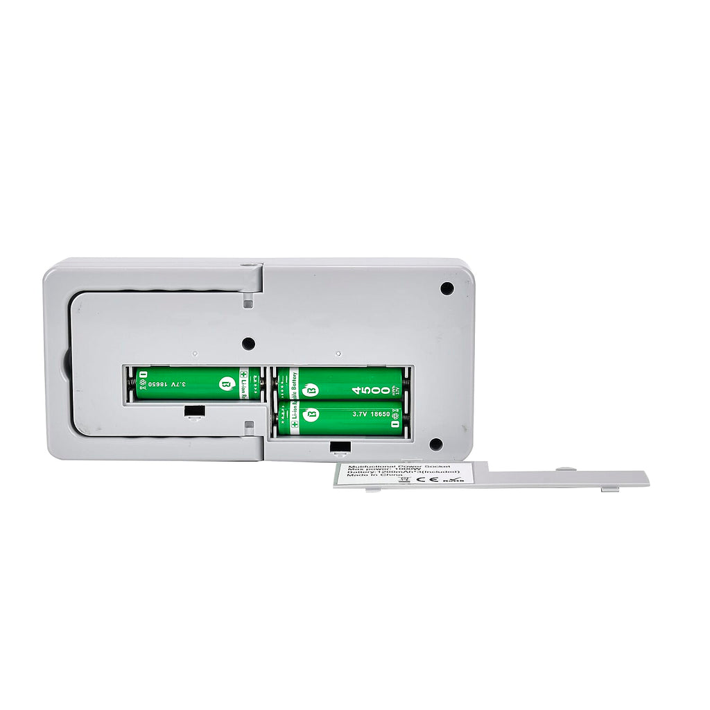 Multifunctional Power Strip with 3x 3 Pin Plug Sockets, 2x Usb Sockets, 3x Light Modes, Acts as a Power Bank with Rechargable Batteries, 1.5M Lead