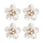 Set of 4 Napkin Rings in Box with White Plum Stick Floral Design
