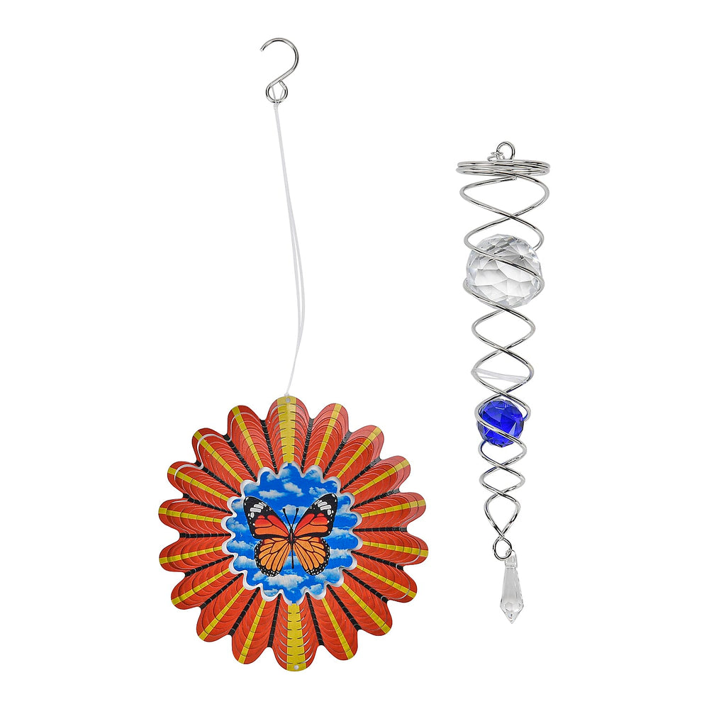 Hanging Magic Kinetic Sculpture Butterfly Wind Spinner - Multicolor