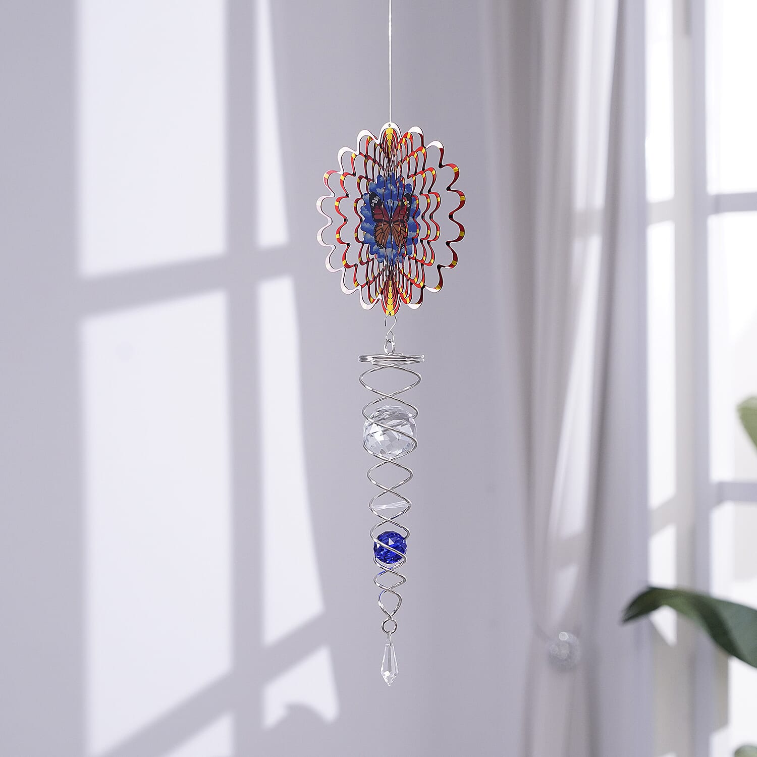 Hanging Magic Kinetic Sculpture Butterfly Wind Spinner - Multicolor