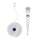 Hanging Magic Kinetic Sculpture Zigzag Circle Wind Spinner - Silver