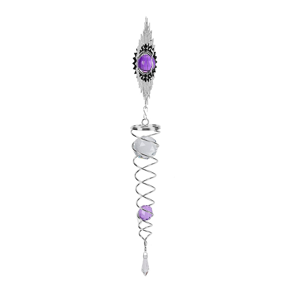 Hanging Magic Kinetic Sculpture Zigzag Circle Wind Spinner - Silver