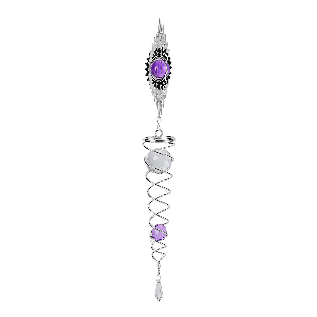 Hanging Magic Kinetic Sculpture Zigzag Circle Wind Spinner - Silver
