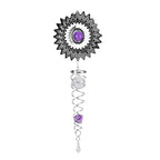 Hanging Magic Kinetic Sculpture Zigzag Circle Wind Spinner - Silver