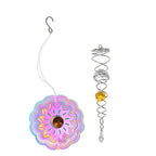 Hanging Magic Kinetic Sculpture Flower Wind Spinner - Silver - Multicolor