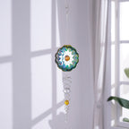 Hanging Magic Kinetic Sculpture Flower Wind Spinner - Silver - Multicolor