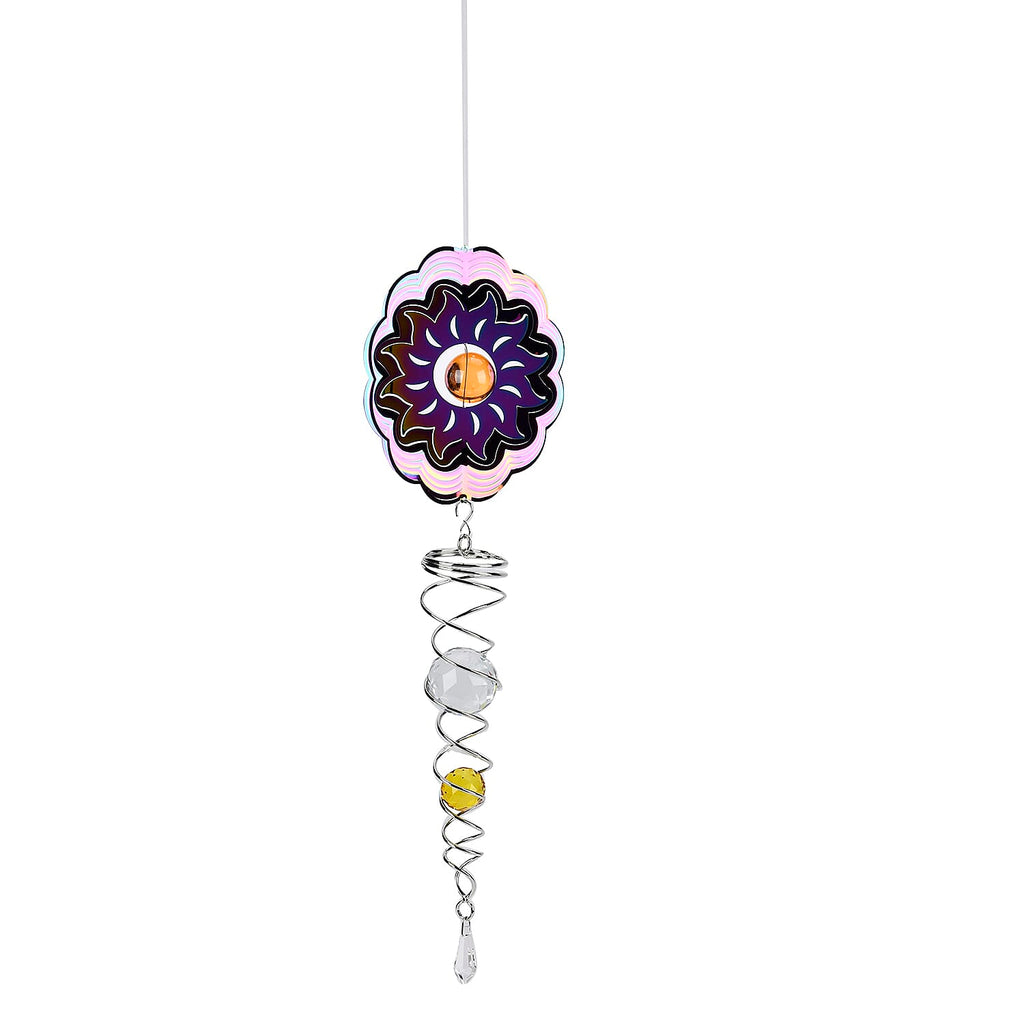 Hanging Magic Kinetic Sculpture Flower Wind Spinner - Silver - Multicolor