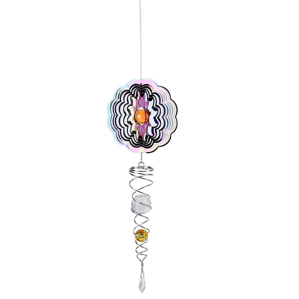 Hanging Magic Kinetic Sculpture Flower Wind Spinner - Silver - Multicolor