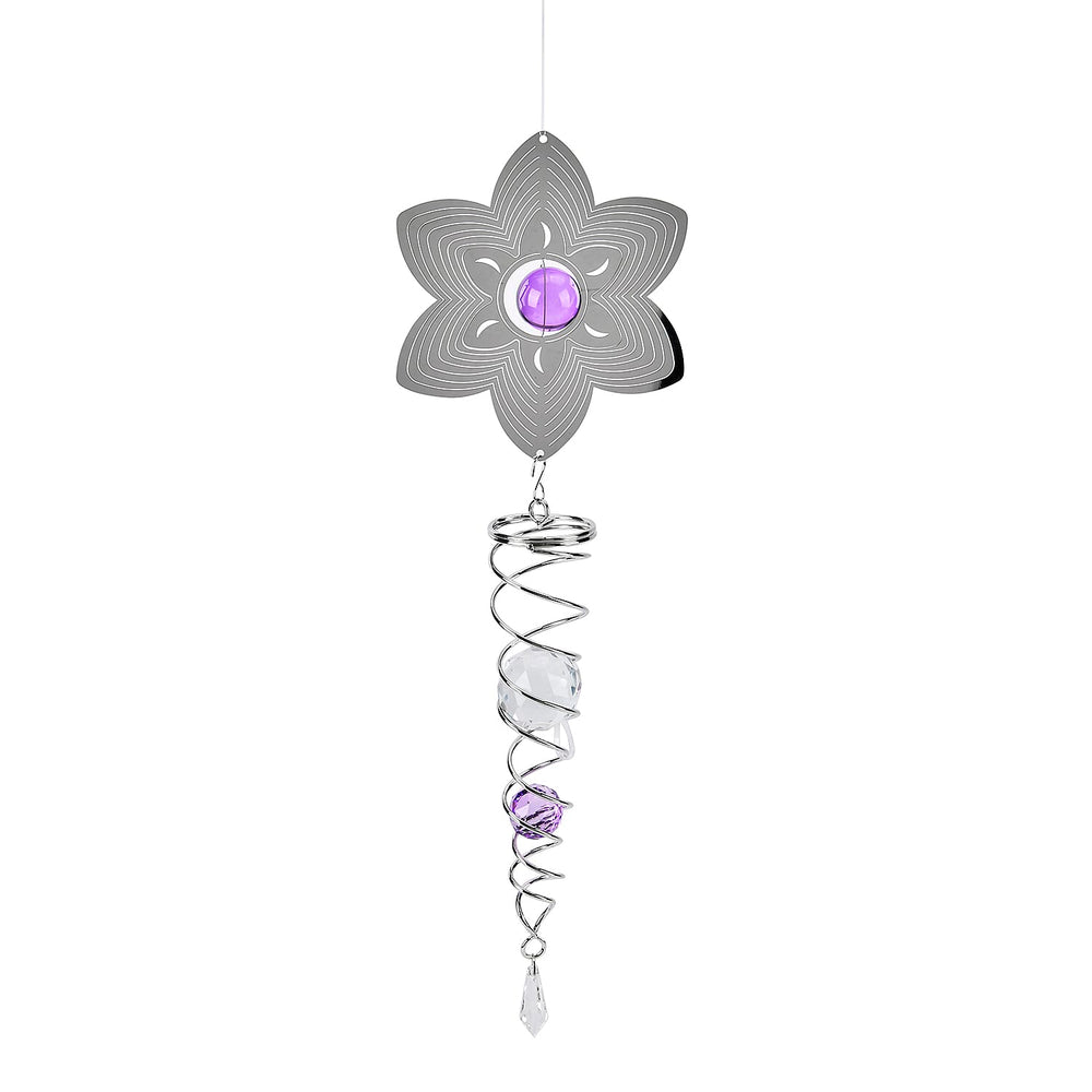 Hanging Magic Kinetic Sculpture Flower Wind Spinner - Silver