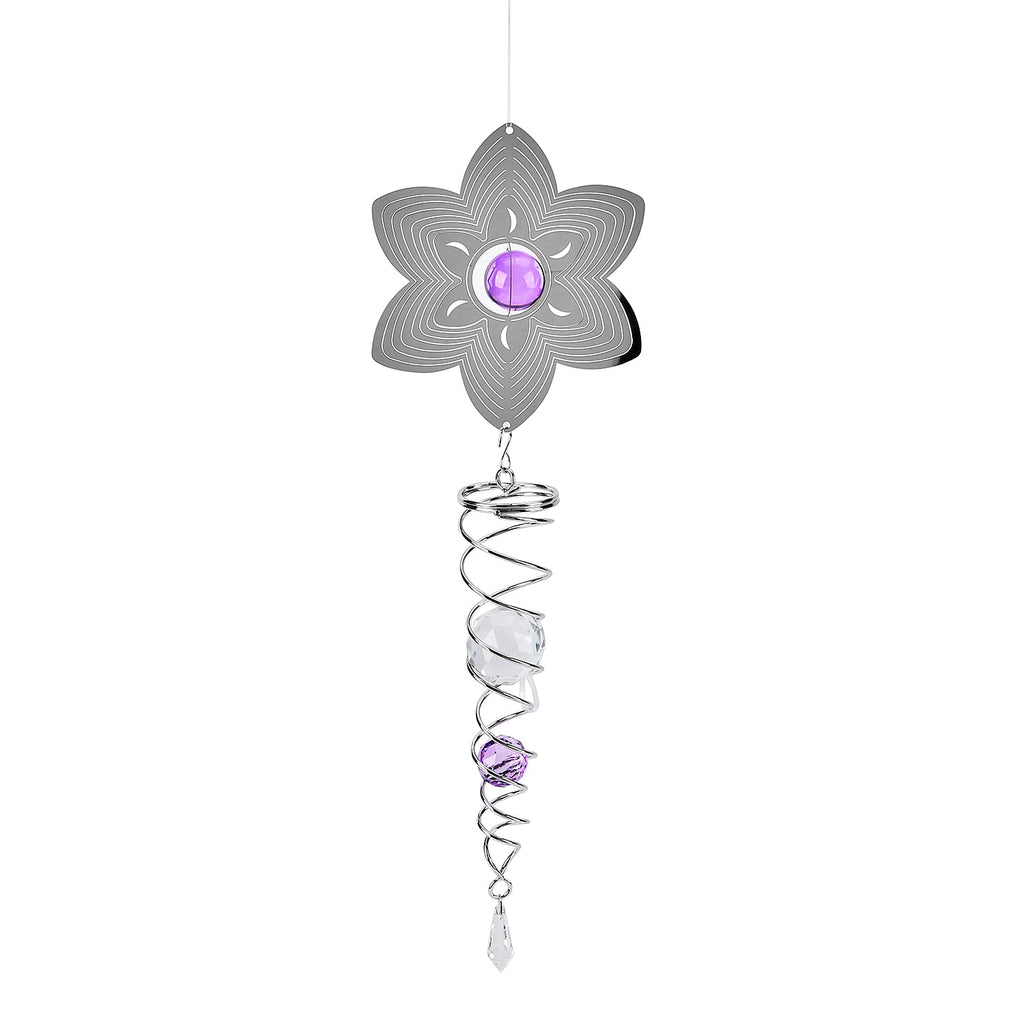 Hanging Magic Kinetic Sculpture Flower Wind Spinner - Silver