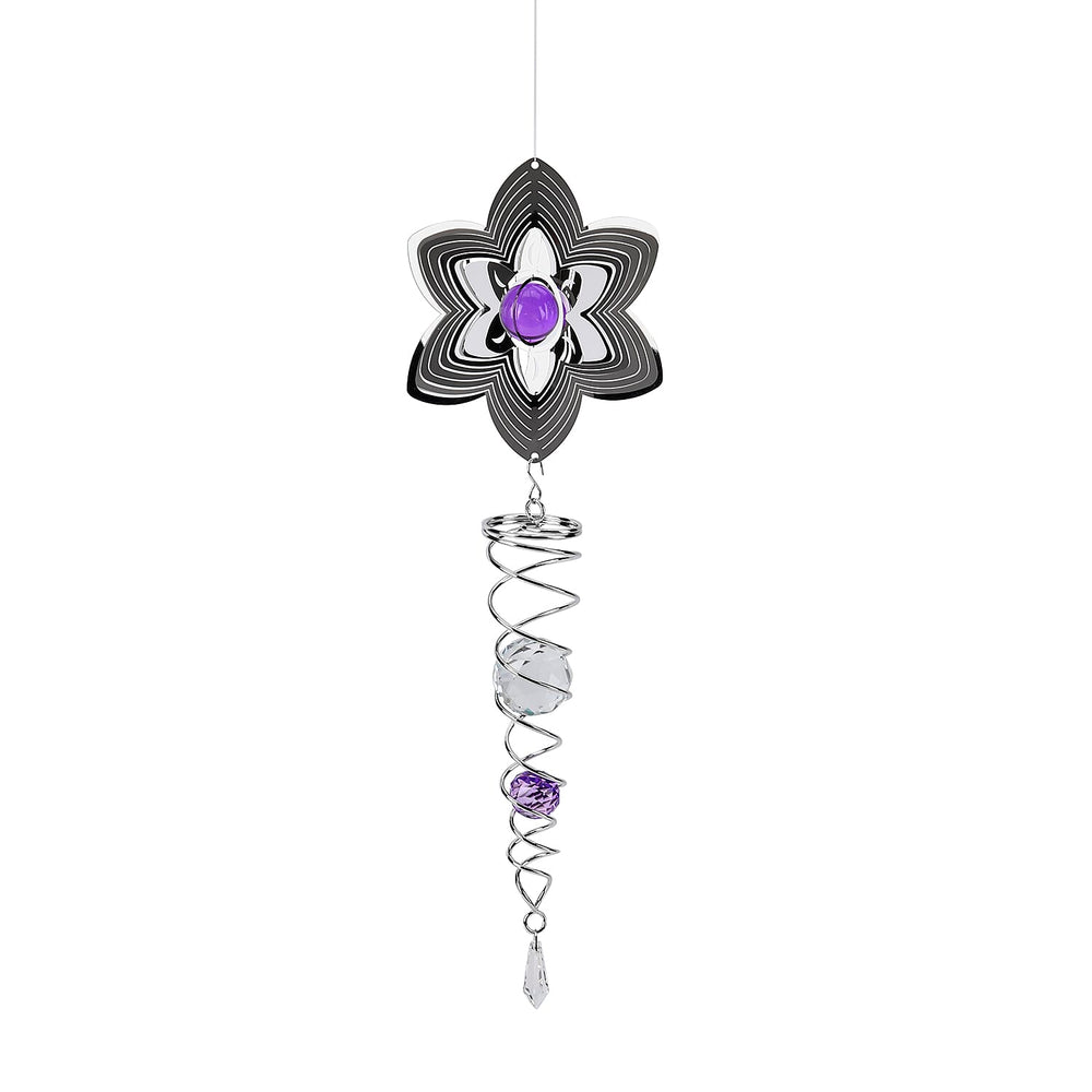Hanging Magic Kinetic Sculpture Flower Wind Spinner - Silver
