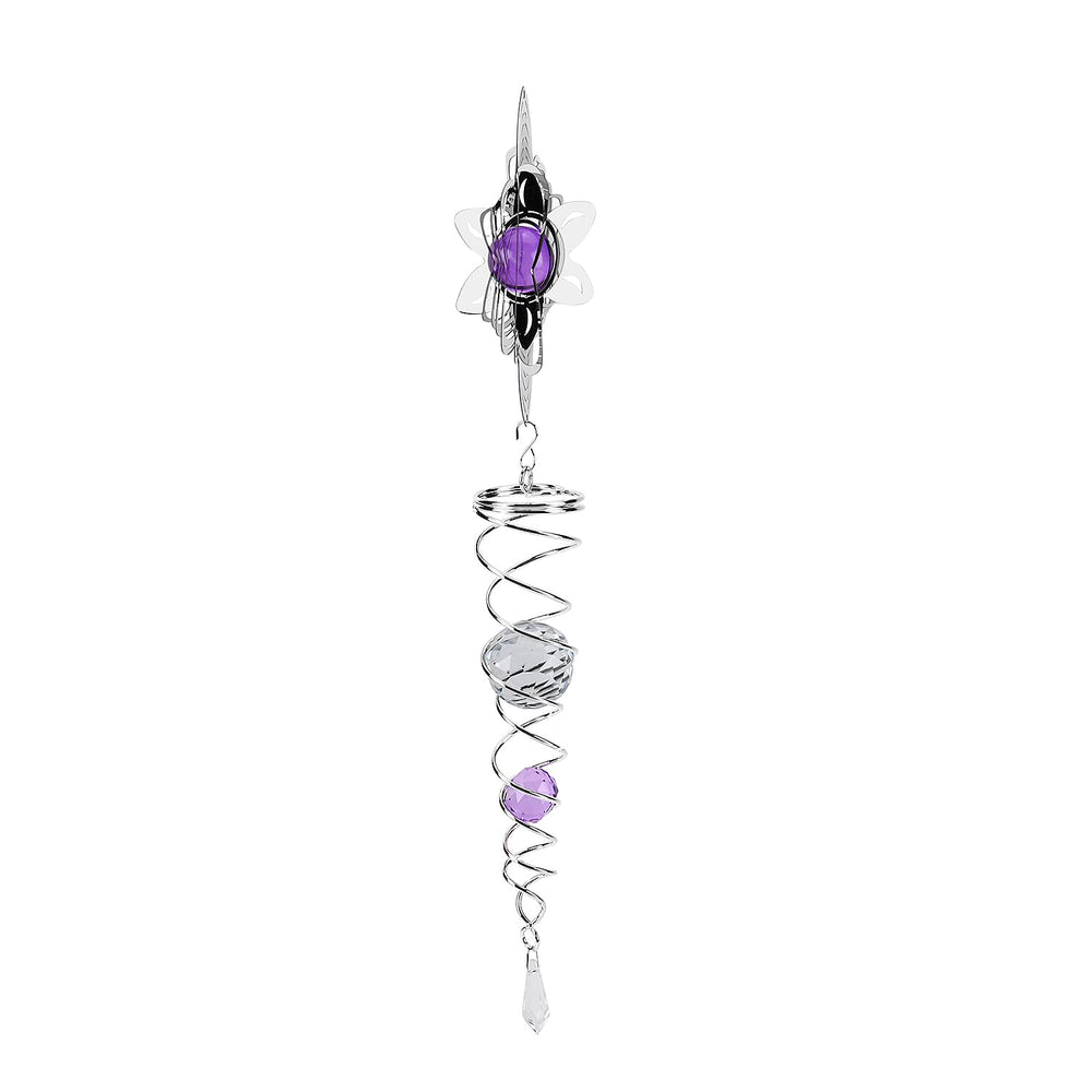 Hanging Magic Kinetic Sculpture Flower Wind Spinner - Silver