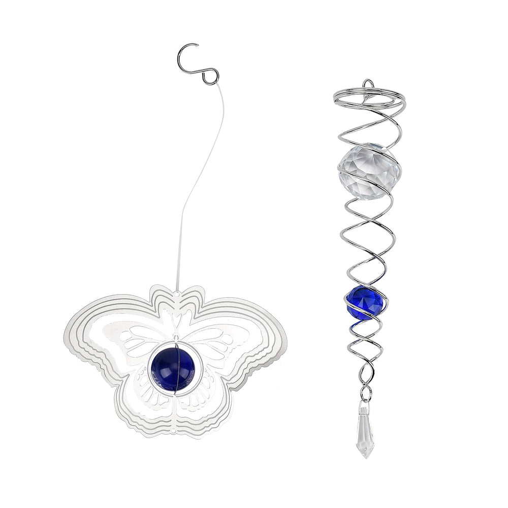 Hanging Magic Kinetic Sculpture Butterfly Wind Spinner  - Silver