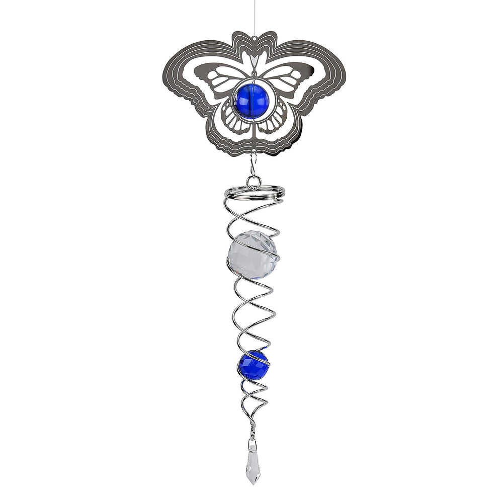 Hanging Magic Kinetic Sculpture Butterfly Wind Spinner  - Silver