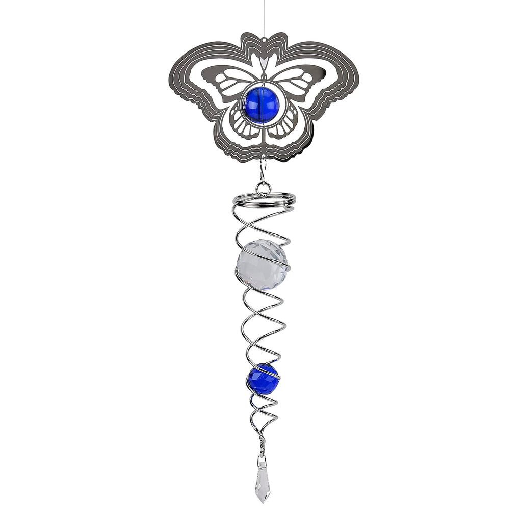 Hanging Magic Kinetic Sculpture Butterfly Wind Spinner  - Silver