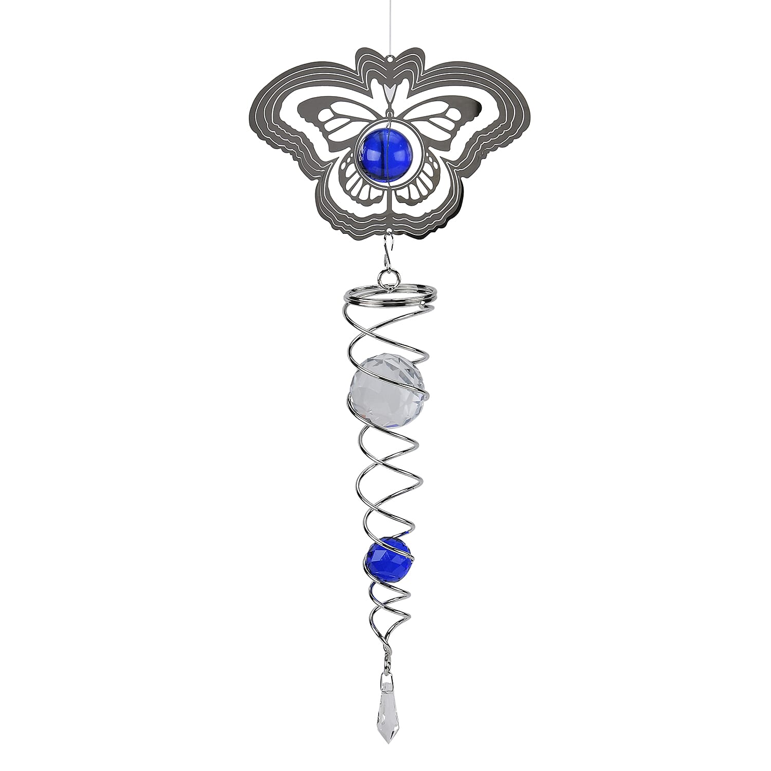 Hanging Magic Kinetic Sculpture Butterfly Wind Spinner  - Silver
