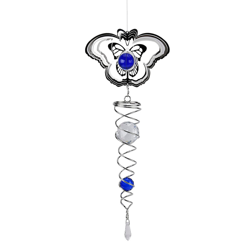 Hanging Magic Kinetic Sculpture Butterfly Wind Spinner  - Silver