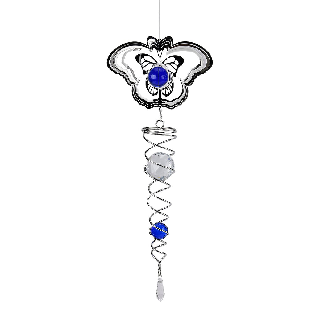 Hanging Magic Kinetic Sculpture Butterfly Wind Spinner  - Silver