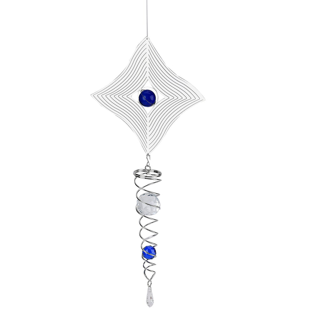 Hanging Magic Kinetic Sculpture Rhombus Wind Spinner - Silver