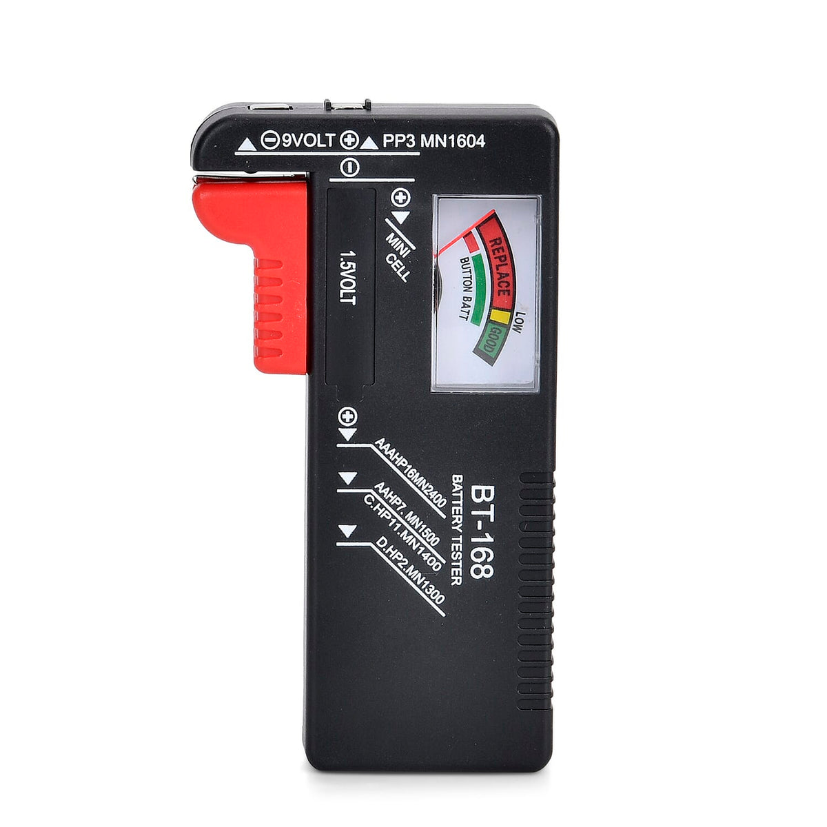 Battery Tester (Works with all Standard - Rechargeable Batteries) - Red - Black