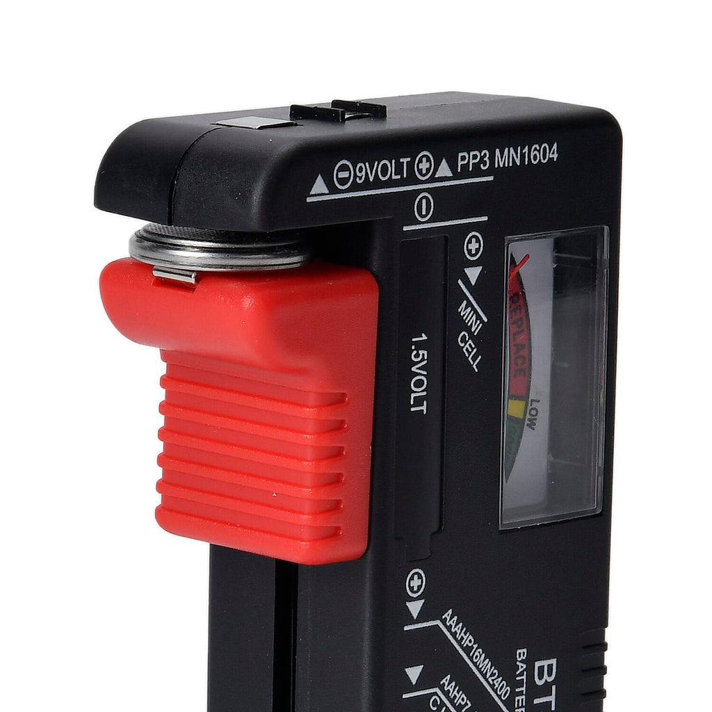Battery Tester (Works with all Standard - Rechargeable Batteries) - Red - Black