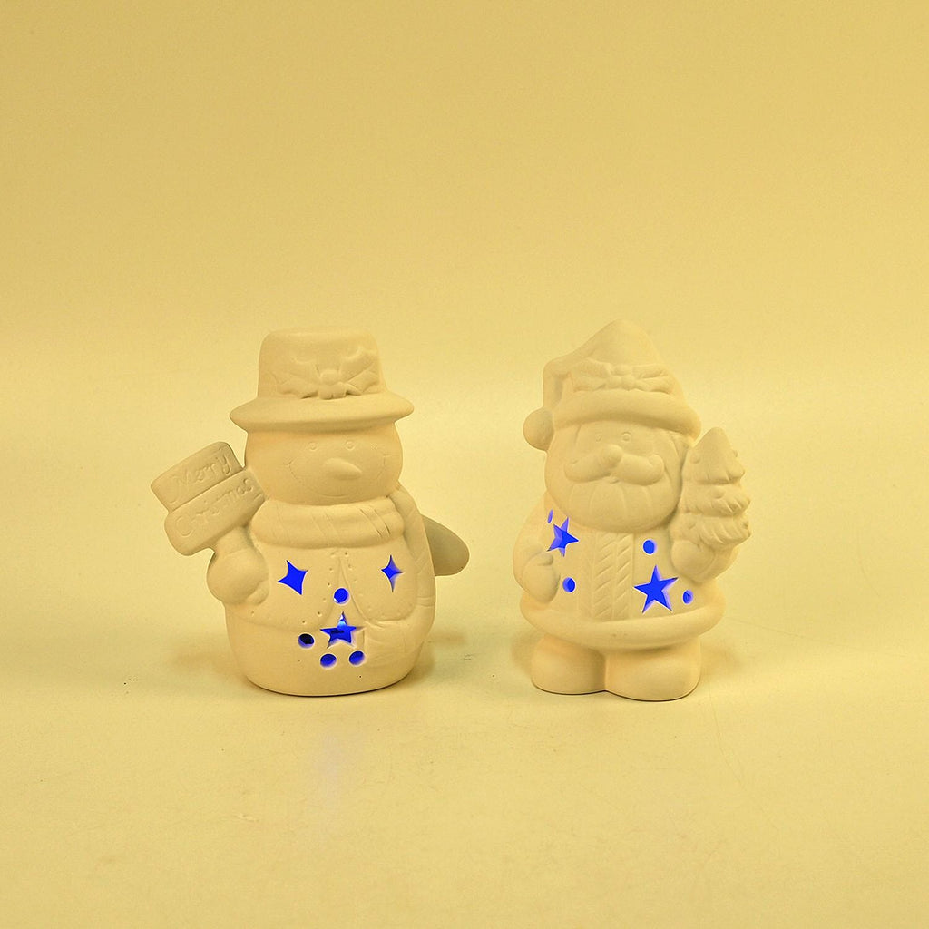 Christmas Ceramic Paint Set With LED Light, Inc. Snowman - Santa, Paint Colours and Brushes