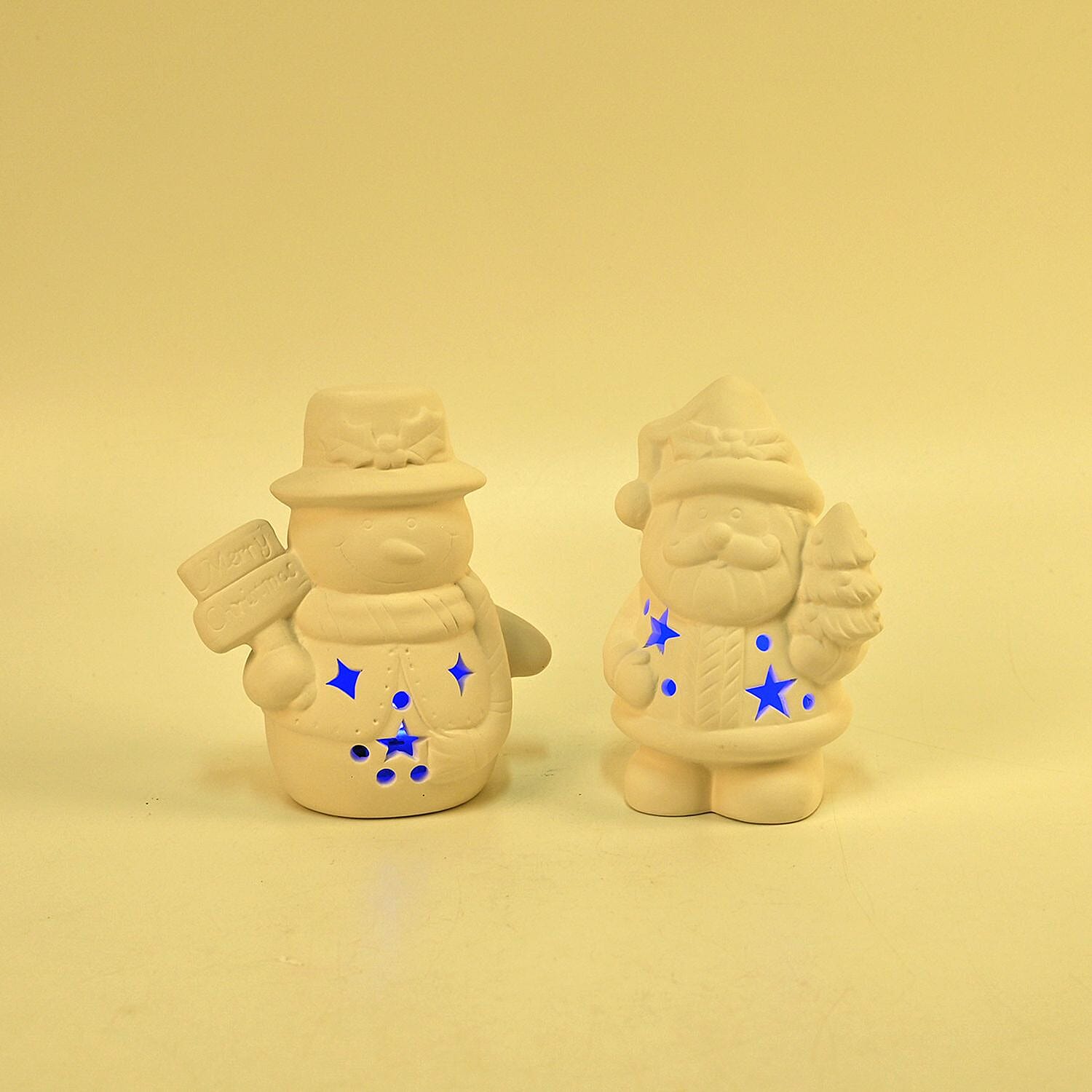 Christmas Ceramic Paint Set With LED Light, Inc. Snowman - Santa, Paint Colours and Brushes