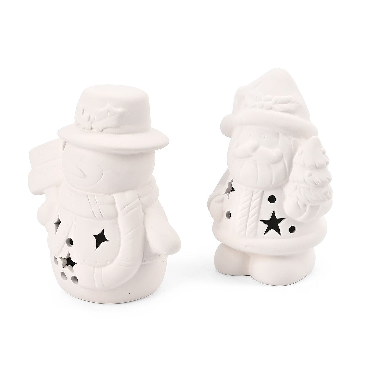 Christmas Ceramic Paint Set With LED Light, Inc. Snowman - Santa, Paint Colours and Brushes