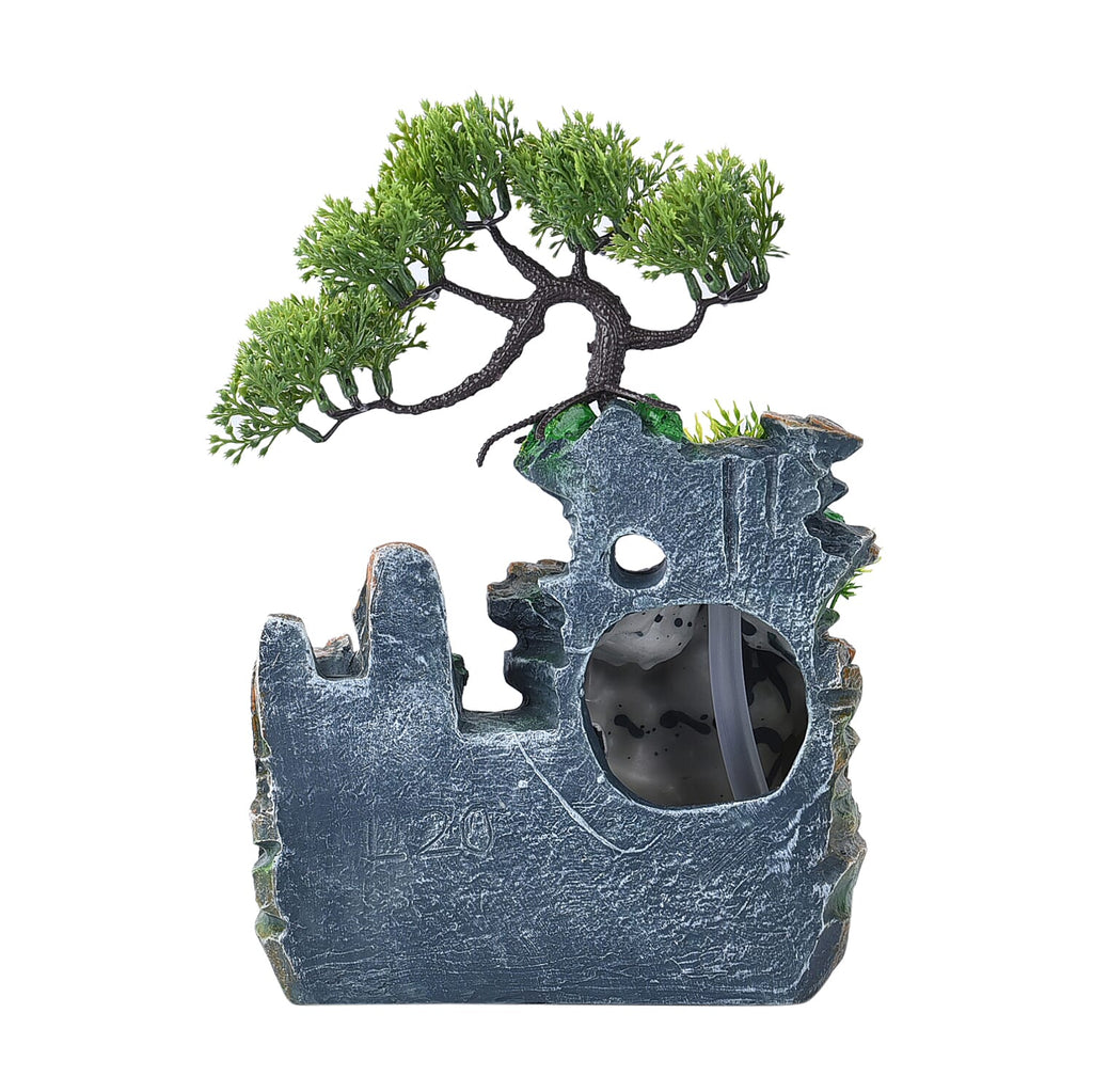 Home Decorative Forest Theme Water Fountain with LED Light (Size 19x18 Cm)