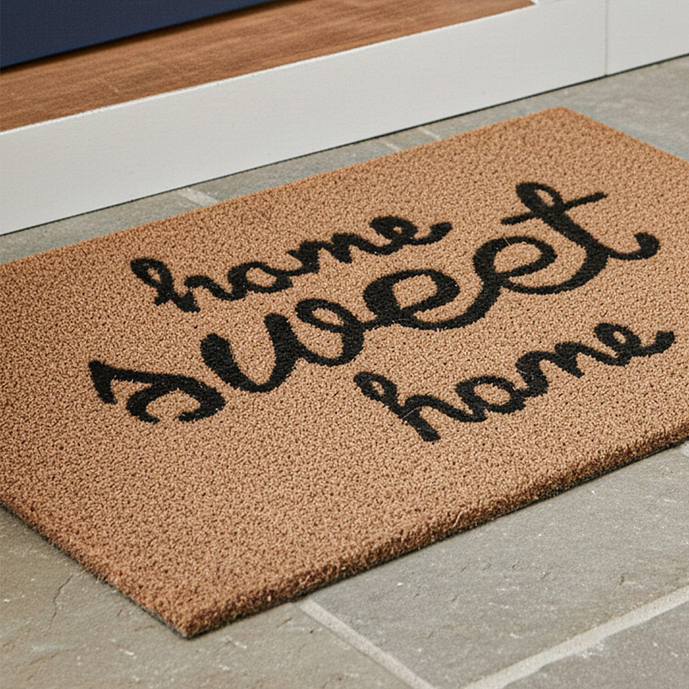 Home Sweet Home Vinyl-Backed Coir Tufted Printed Doormat (45x75cm) - Brown