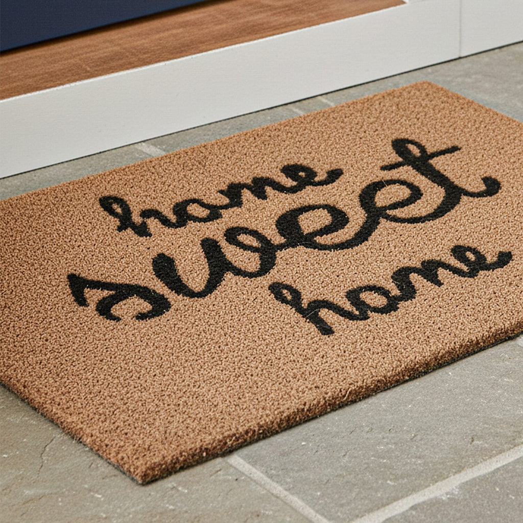 Home Sweet Home Vinyl-Backed Coir Tufted Printed Doormat (45x75cm) - Brown